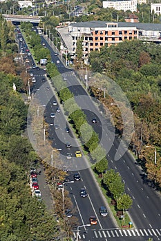 Aerial view of a boulevard