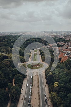 Aerial view of Boulevard du Centenaire in Brussels, Belgium