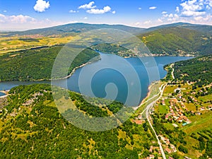 Aerial view of Bovan lake.