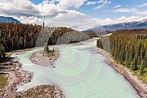 Aerial View of the Bow River, Banff National Park, Alberta, Canada