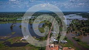 Aerial view of the BR 319 highway linking Manaus and Porto Velho in the Brazilian Amazon.