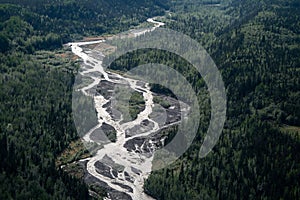 Aerial view of the braided Kennicott River near McCarthy Alaska photo