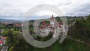 Aerial view of the Bran Castle, known also as Draculaâ€™s Castle in Transylvania, Romania.