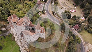 Aerial view of Bran castle in Romania