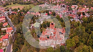 Aerial view of Bran castle in Romania