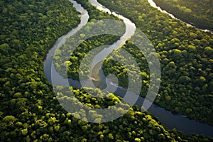 aerial view of branching river deltas