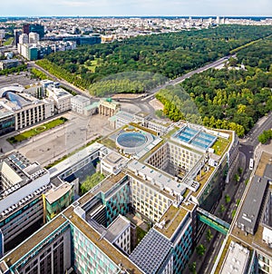Aerial view of Brandenburg gate in summer day, Berlin