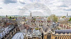 Aerial view of Brasenose College and All Saints Church in Oxford, UK. The Brasenose College is one of the