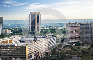 Aerial view of Brasilia and Central Bank of Brazil headquarters building - Brasilia, Distrito Federal, Brazil photo