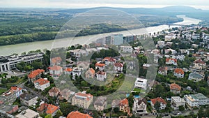 Aerial view of Bratislava city skyline on a summer afternoon, Slovakia