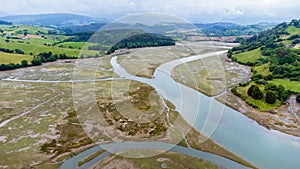 Aerial view of Braz Mayor river and Marisma de Pombo. San Vicente de la Barquera, Cantabria, Spain photo