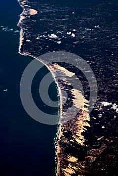 Aerial view of brazilian Atlantic coast, Brazil, South America