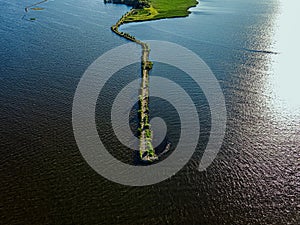 Aerial View of the Breakwall Paths on the Fox River in Oshkosh