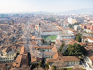 aerial view of Brescia city with football stadium