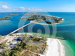 Aerial view of bridge at Anna Maria Island