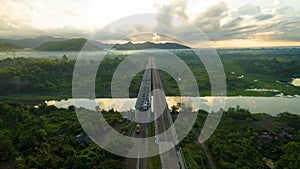Aerial view of bridge on klungkung provience photo