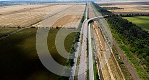 Aerial view of the bridge leading to Chisinau via Tiraspol