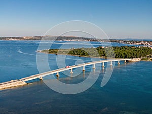 Aerial view of bridge to island Vir