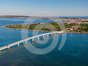 Aerial view of bridge to island Vir