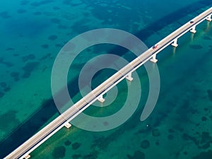 Aerial view of bridge to island Vir