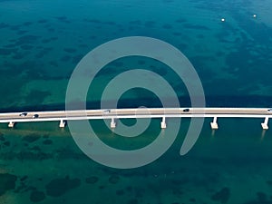 Aerial view of bridge to island Vir