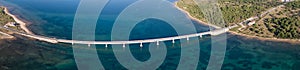 Aerial view of bridge to island Vir