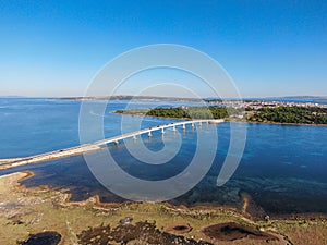 Aerial view of bridge to island Vir