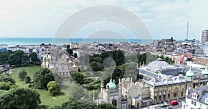 Aerial view of Brighton Royal pavilion and the Brighton Dome
