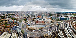 Aerial view of Bristol Temple meads train station photo