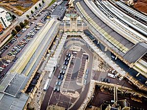 Aerial view of Bristol Temple meads train station