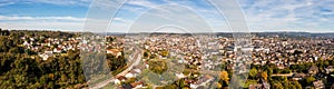 Aerial view of Brive La Gaillarde, in autumn, in Nouvelle-Aquitaine, Limousin, France