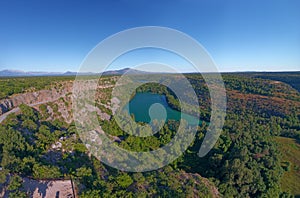 Aerial view of Brljan lake in Croatia in canyon of the Krka River