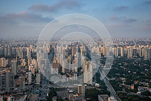 Aerial View of Brooklin neighborhood with Santo Amaro Avenue - Sao Paulo, Brazil