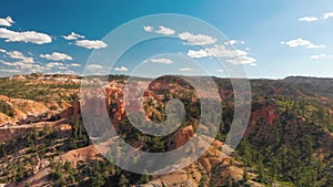 Aerial view of Bryce Canyon colorful rock formations, Utah