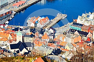 Aerial view of Bryggen waterfront