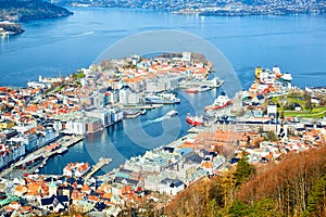 Aerial view of Bryggen waterfront