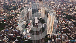 Aerial view of BTS skytrain of Krung Thonburi district, Sathorn photo