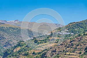 Aerial view of Bubion, one of Las Alpujarras white villages in Spain