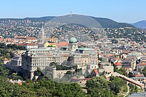 Aerial view of Buda Castle and surroundings, Budapest, Hungary, Europe