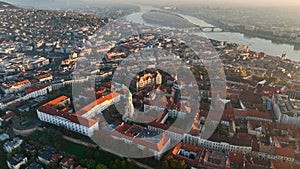 Aerial view of Budapest city skyline. Church of Mary Magdalene of Buda, Hungary photo