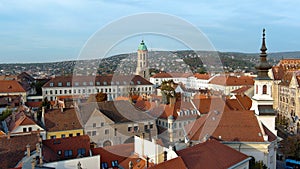 Aerial view of Budapest city skyline. Church of Mary Magdalene of Buda, Hungary photo