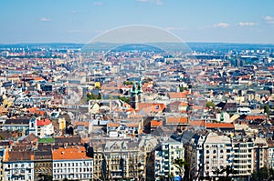 Aerial view of Budapest from Gellert Hill