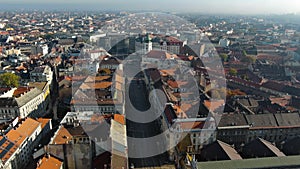 Aerial view of Budapest Great Market Hall and Fovam ter. Largest market