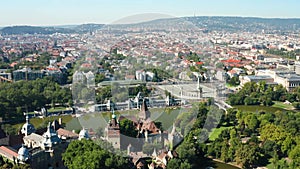 Aerial view of Budapest Hungary. Heroes Square