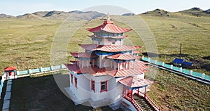 Aerial view of the Buddist Monastery, Central Mongolia.