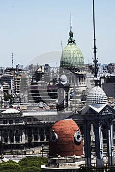 Aerial view of Buenos Aires and Plaza y Congreso de la Nacion with old domes in Buenos Aires, Argentina photo