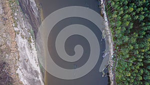 Aerial view of Bug river in Mazowsze region of Poland