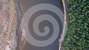 Aerial view of Bug river in Mazowsze region of Poland