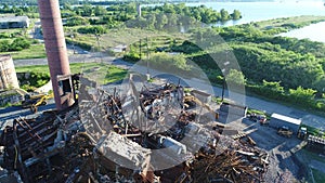 Aerial View Building Factory Demolition