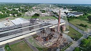 Aerial View Building Factory Demolition